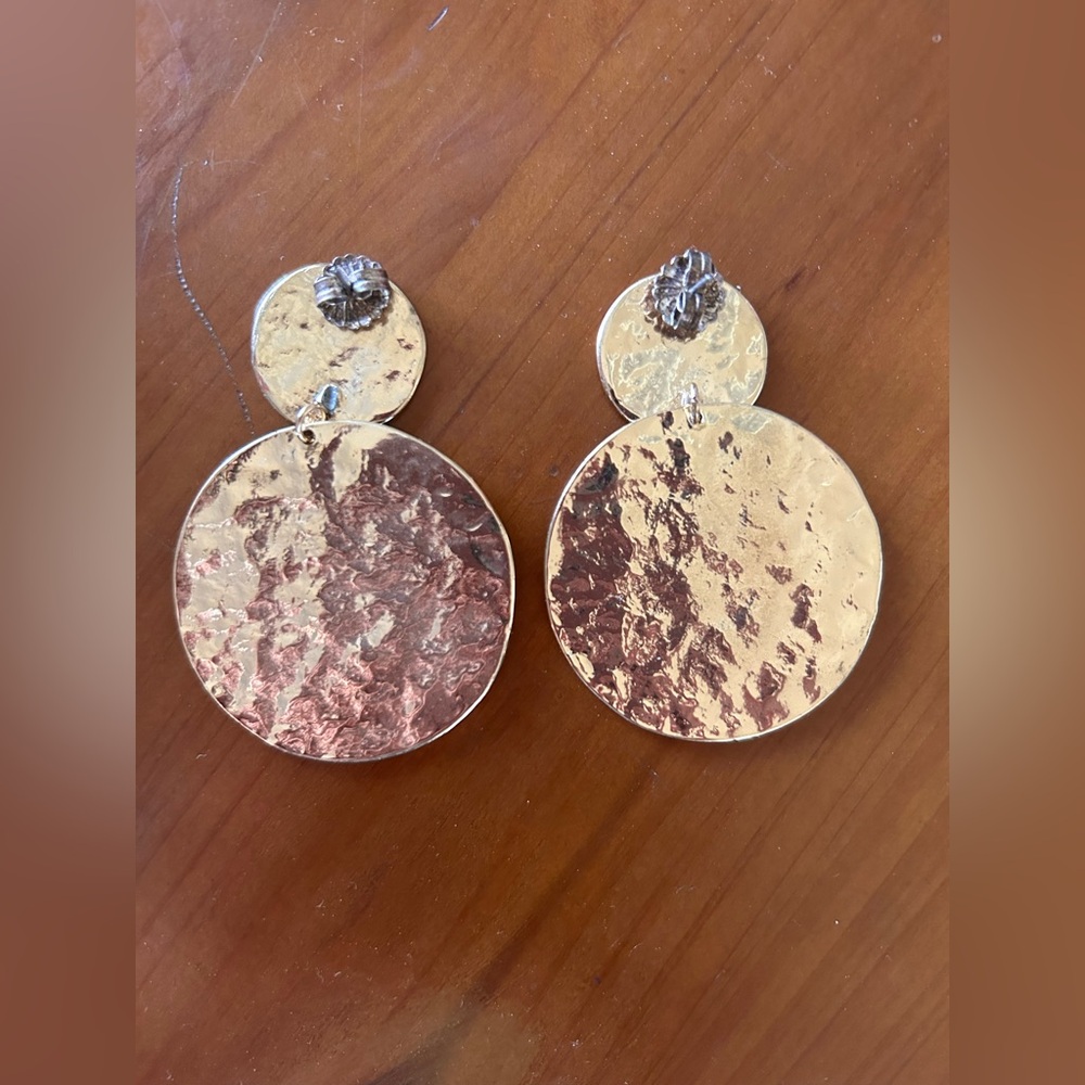 Lulus Arcata Gold Round Earrings - Picture 3 of 3